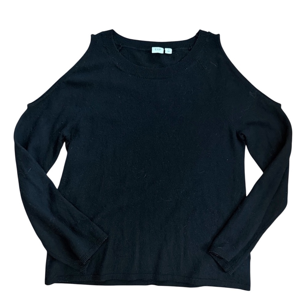 Gap  Black Open Shoulder Merino Wool Blend Sweater Women Size  XS